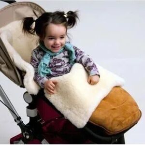 New SnugglePie Caramel Suede & Shearling Stroller Sack